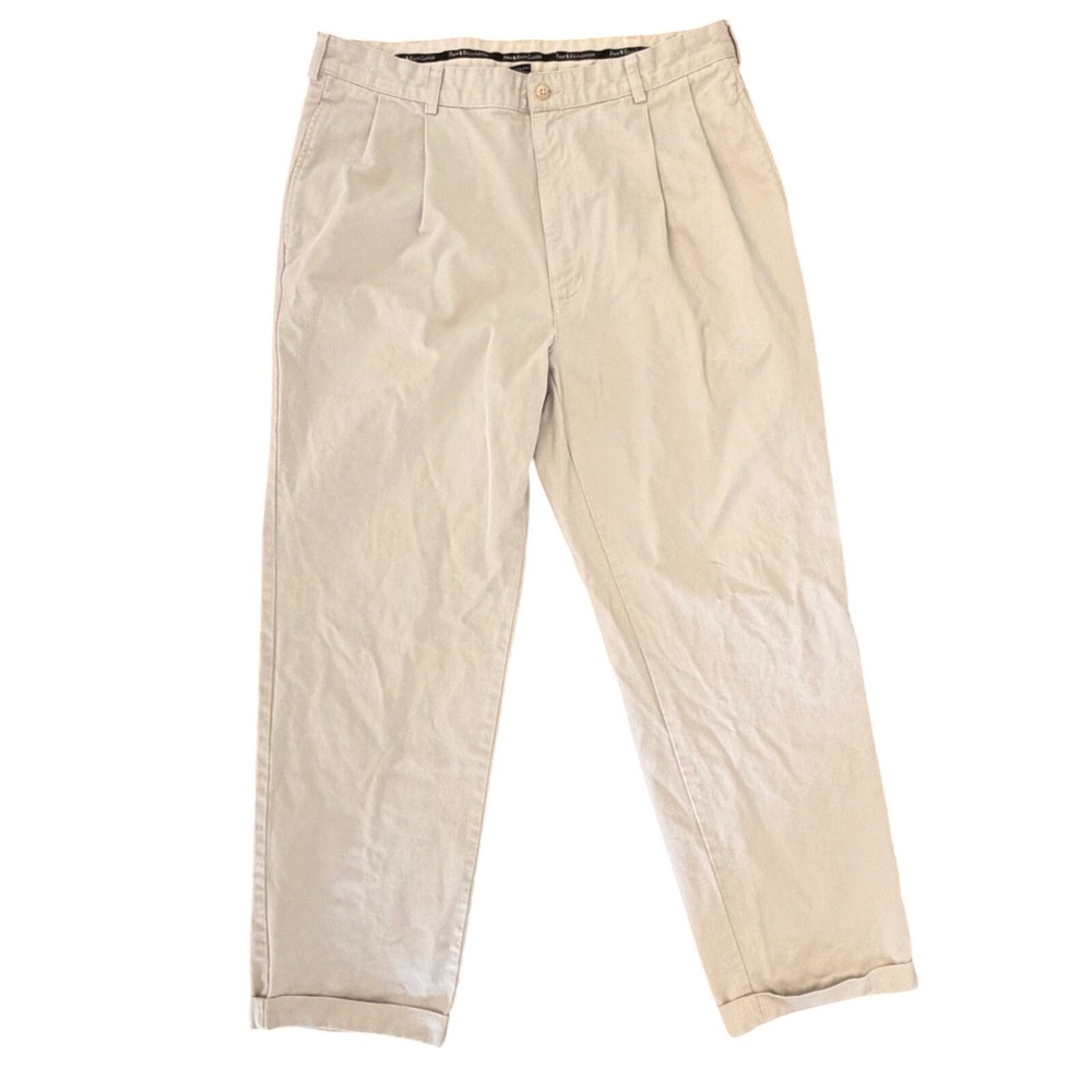 Polo Ralph Lauren Pleated Chino Pants Mens 36x30 Beige Khaki Cotton Cuffed VTG
